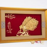 Quà tặng tranh Đôi Chim Công dát vàng 24k ACT GOLD ISO 9001:2015