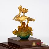 Quà tặng Chậu Sen 5 Cành dát vàng 24k ACT GOLD ISO 9001:2015