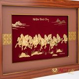 Quà tặng tranh Vạn Mã Hùng Phong dát vàng 24k ACT GOLD ISO 9001:2015