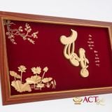 Quà tặng Tranh Chữ Thọ Hoa Sen dát vàng 24k ACT GOLD ISO 9001:2015 (Mẫu 2)