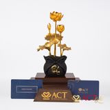 Quà tặng Chậu Sen 6 Cành dát vàng 24k ACT GOLD ISO 9001:2015