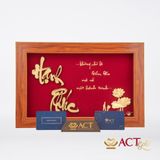 Tranh Chữ Hạnh Phúc Hoa Sen dát vàng 24k ACT GOLD ISO 9001:2015