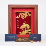 Quà tặng Tranh Tùng Hạc dát vàng 24k ACT GOLD ISO 9001:2015