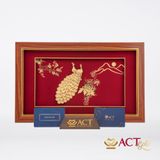 Quà tặng tranh Đôi Chim Công dát vàng 24k ACT GOLD ISO 9001:2015 (Mẫu 17)