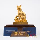 Quà tặng Tượng Mèo Phú Quý dát vàng 24k ACT GOLD ISO 9001:2015