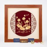 Quà tặng Tranh Hồ Sen dát vàng 24k ACT GOLD ISO 9001:2015