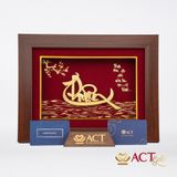 Quà tặng tranh thư pháp chữ Thuận dát vàng 24k ACT GOLD ISO 9001:2015