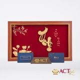 Quà tặng Tranh Chữ Thọ Hoa Sen dát vàng 24k ACT GOLD ISO 9001:2015 (Mẫu 2)