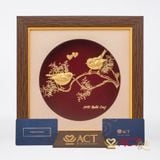 Quà tặng tranh Đôi Chim Sẻ dát vàng 24k ACT GOLD ISO 9001:2015
