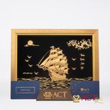 Quà tặng tranh Thuyền dát vàng 24k ACT GOLD ISO 9001:2015 (Mẫu 24)