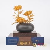 Quà tặng Bình Hoa Mẫu Đơn dát vàng 24k ACT GOLD ISO 9001:2015