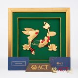 Quà tặng Tranh Song Ngư dát vàng 24k ACT GOLD ISO 9001:2015