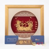 Quà tặng tranh Đôi Thiên Nga dát vàng 24k ACT GOLD ISO 9001:2015 (Mẫu 3)