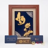 Quà tặng Tranh Chữ An Hoa Sen dát vàng 24k ACT GOLD ISO 9001:2015(Mẫu 1)
