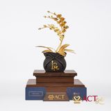 Quà tặng Chậu Lan 3 Cành dát vàng 24k ACT GOLD ISO 9001:2015