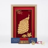 Quà tặng tranh Chim Công dát vàng 24k ACT GOLD ISO 9001:2015