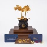 Quà tặng Chậu Lan 4 Cành dát vàng 24k ACT GOLD ISO 9001:2015