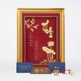 Quà tặng Tranh Chữ Thọ Hoa Sen dát vàng 24k ACT GOLD ISO 9001:2015