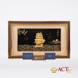 Quà tặng tranh Thuyền dát vàng 24k ACT GOLD ISO 9001:2015 (Mẫu 25)
