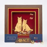 Quà tặng Tranh Mèo Phú Quý dát vàng 24k ACT GOLD ISO 9001:2015