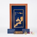 Quà tặng tranh Đôi Hạc dát vàng 24k ACT GOLD ISO 9001:2015 (Mẫu 2)