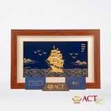 Quà tặng tranh Thuyền dát vàng 24k ACT GOLD ISO 9001:2015 (Mẫu 4)
