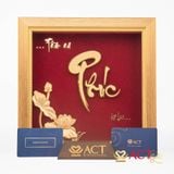 Quà tặng Tranh chữ Phúc hoa Sen dát vàng 24k ACT GOLD ISO 9001:2015