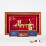 Tranh Chợ Bến Thành dát vàng 24k ACT GOLD ISO 9001:2015 (mẫu 1)
