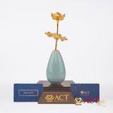 Quà tặng Lọ Hoa Sen 2 Cành dát vàng 24k ACT GOLD ISO 9001:2015