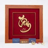 Quà tặng Tranh Chữ Tâm dát vàng 24k ACT GOLD ISO 9001:2015 (Mẫu 6)