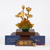 Quà tặng Chậu Sen 5 Cành dát vàng 24k ACT GOLD ISO 9001:2015