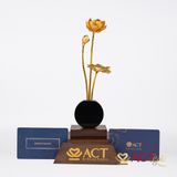 Quà tặng Chậu Sen 3 Cành dát vàng 24k ACT GOLD ISO 9001:2015