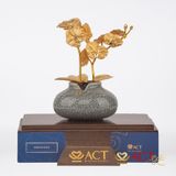 Quà tặng Lọ Hoa Lan 2 Cành dát vàng 24k ACT GOLD ISO 9001:2015