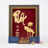 Quà tặng Tranh Chữ Phát Hoa Sen dát vàng 24k ACT GOLD ISO 9001:2015(Mẫu 2)