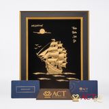 Quà tặng tranh Thuyền dát vàng 24k ACT GOLD ISO 9001:2015