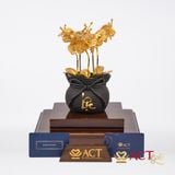Quà tặng Chậu Lan 5 Cành dát vàng 24k ACT GOLD ISO 9001:2015