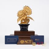 Quà tặng Chậu Hướng Dương dát vàng 24k ACT GOLD ISO 9001:2015 (Mẫu 2)