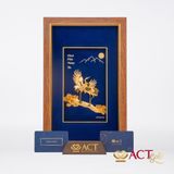 Quà tặng tranh Đôi Hạc dát vàng 24k ACT GOLD ISO 9001:2015 (Mẫu 3)