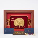 Quà tặng tranh Chim Công dát vàng 24k ACT GOLD ISO 9001:2015