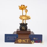 Quà tặng Chậu Sen 3 Cành dát vàng 24k ACT GOLD ISO 9001:2015(Mẫu 1)