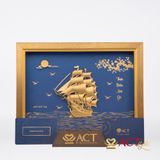 Quà tặng tranh Thuyền dát vàng 24k ACT GOLD ISO 9001:2015 (Mẫu 11)
