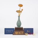 Quà tặng Lọ Hoa Sen 3 Cành dát vàng 24k ACT GOLD ISO 9001:2015
