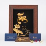 Quà tặng Chữ Tâm Hoa Sen dát vàng 24k ACT GOLD ISO 9001:2015