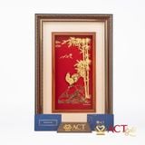 Tranh Gà Vàng Đại Cát dát vàng 24k ACT GOLD ISO 9001:2015