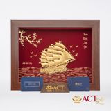 Quà tặng tranh Thuyền dát vàng 24k ACT GOLD ISO 9001:2015 (Mẫu 1)