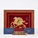 Quà tặng Tranh Ngựa Tài Lộc dát vàng 24k ACT GOLD ISO 9001:2015
