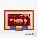 Quà tặng tranh Tùng Hạc Diên Niên dát vàng 24k ACT GOLD ISO 9001:2015