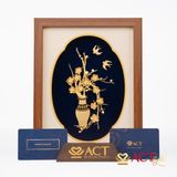 Quà tặng Tranh Bình Hoa Mai dát vàng 24k ACT GOLD ISO 9001:2015