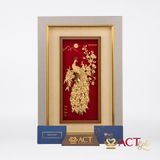 Quà tặng tranh Đôi Chim Công dát vàng 24k ACT GOLD ISO 9001:2015 (Mẫu 13)