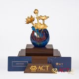 Quà tặng Chậu Sen 4 Cành dát vàng 24k ACT GOLD ISO 9001:2015